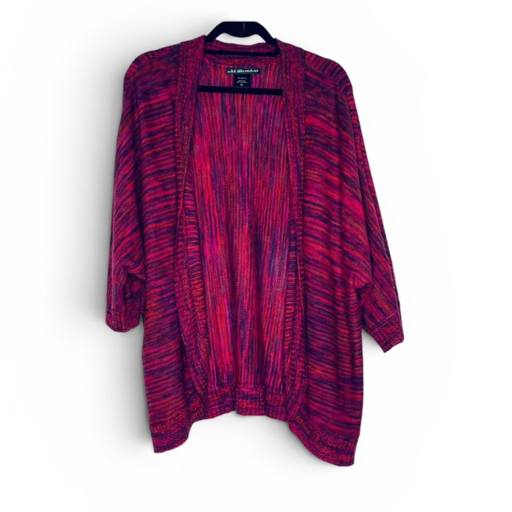 United States Sweaters Multicolor Open-Front Cocoon Cardigan Pink & Red Size 2X